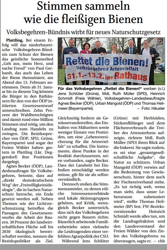 Bericht in der PNP zum Volksbegehren