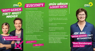 Kandidatenflyer Rosi Steinberger, MdL und Markus Scheuermann, Bezirskrat, Seite 1