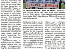 Bericht in der PNP zum Volksbegehren